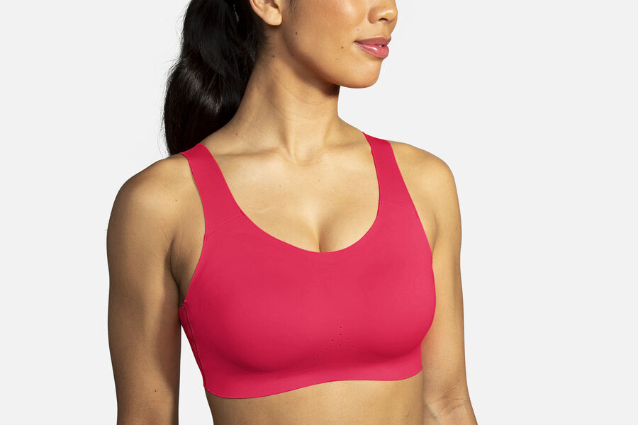 Womens Brooks Dare Scoopback Run Bras Fluoro Pink | Clothing 1965-CUMYE